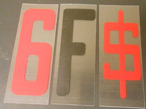 Box of 6 Inch Letters &amp; Numbers for Signs ~ On 6 7/8&#034; Clear Plastic Panel