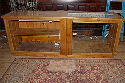 Beautiful Hand Made Wood and Glass Display Case 8 Ft w/ Lighting Installed-NH
