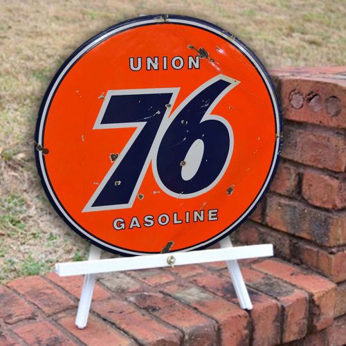 Vintage Union 76 Gasoline weathered antique look metal wall decor for garage bar