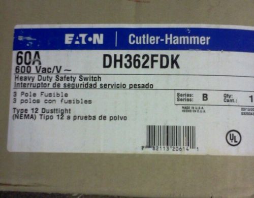 CUTLER-HAMMER DH362FDK SAFETY SWITCH 60A 600V 3 Pole