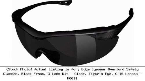 Edge Eyewear Overlord Safety Glasses, Black Frame, 3-Lens Kit - Clear: EDEHO611