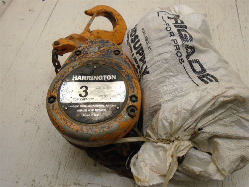 Harrington, chain hoist, 3 ton, 30ft., cf4-945, 049268, used working condition for sale