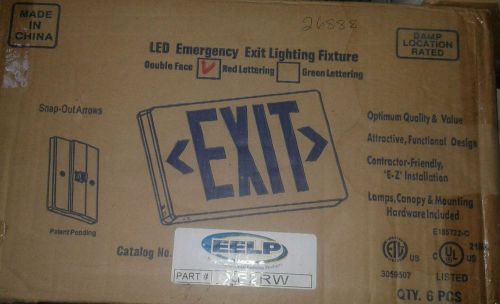 CASE OF 6 EELP LED EMERGENCY RED DOUBLE FACE EXIT SIGNS  MODEL XE2RW - NIB