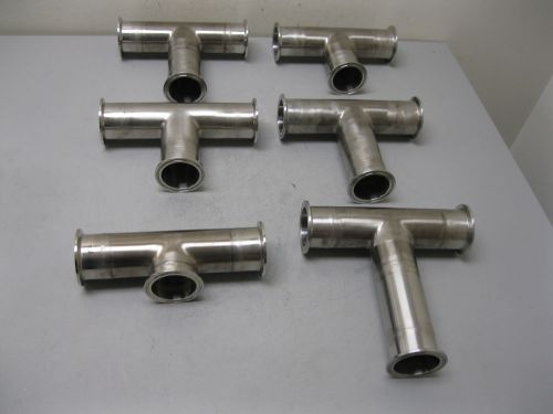 Lot (6) 2&#034; Tri-Clamp Stainless Steel Sanitary Tee G19 (1907)