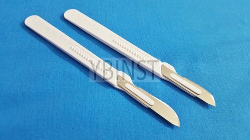 LOT OF 4 PCS DISPOSABLE STERILE SURGICAL SCALPELS #21 #20 WITH PLASTIC HANDLE