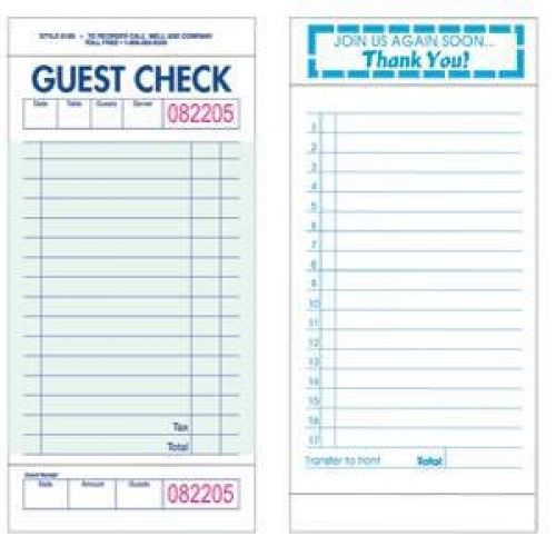 Guest Checks Single Small Green 3 3/8 x 6 7/8