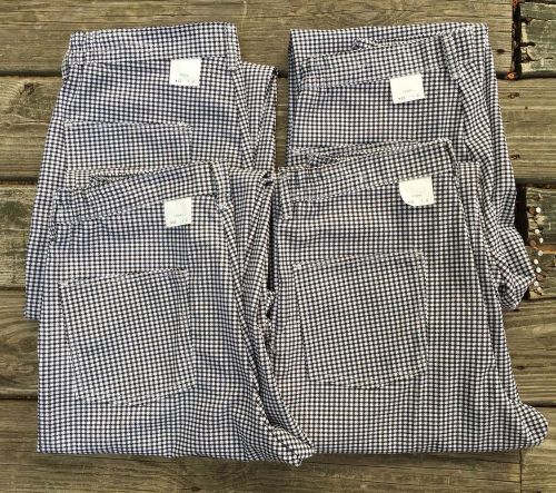 New...Lot Of 4 Chiang Yung Chef Pants Black/white Checked  Unisex Size 32x30.