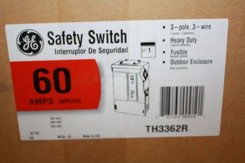 Ge th3362r 60amp 600v 3pole 3wire heavy duty fusible disconnect switch for sale