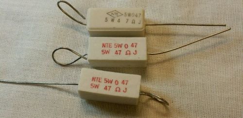 NTE 47 ohm 5W resistors 3 each power resistor old new stock