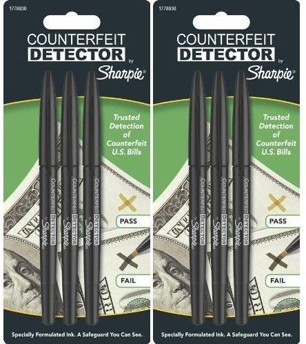 6 - Sharpie US Dollar Counterfeit Detector Markers - Sealed Packs
