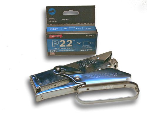 American made plier type stapler - arrow brand p22 with box of staples us made for sale