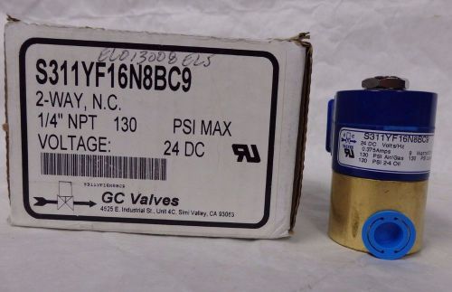 GC Valves 2-Way NC Solenoid Valve 1/4&#034; NPT 130 Max PSI 24 DC S311YF16N8BC9 Brass