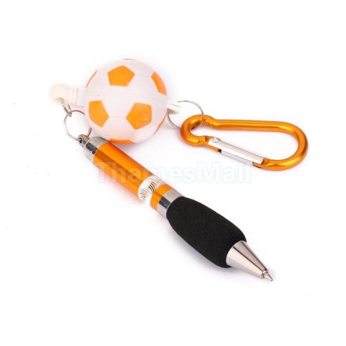 Orange Retractable Ballpoint Pen Golf Scoring Pen w/ Football Carabiner ring