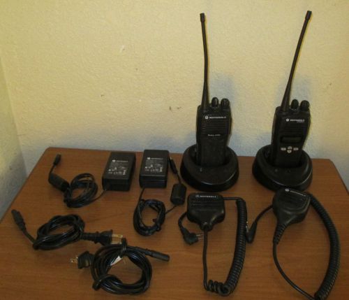 Lot: motorola cp200xls, radius cp200, 2 mics, 2 chargers, batteries, 2 antennas for sale