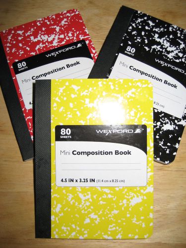 Mini composition note books *NEW* small note books x3  yellow, black &amp; red