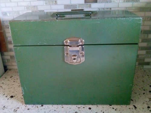 Mid Century EXCELSIOR  Metal Green Portable File Cabinet Box Storage 12.5x10x5.5