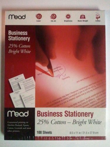 New- Mead 100 Sheets Business Stationery - 20 lb. Acid Free, Laser or Inkjet