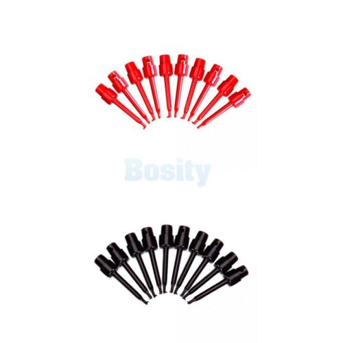 20pcs red/black hook clip grabber test probe for tiny component smd ic pcb diy for sale