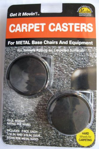 New sealed 2 replacement black carpet casters for metal base chairs &amp; equipment for sale