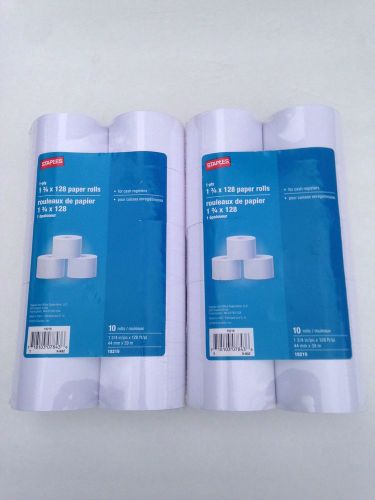 Staples Brand 1-PLY Paper Rolls 1 3/4 X 128FT White Pack Of 20 Rolls Lot NEW