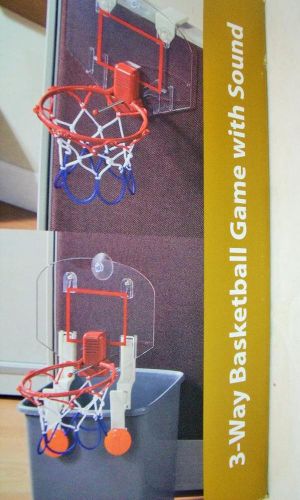 3-Way Basketball Hoop Game w/ Sound Office Waste Basket Great Gift Crowd Cheers