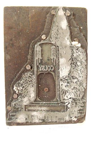 Vtg Letterpress Printing Printers Block, COLBY, GRAVESTONE headstone tombstone