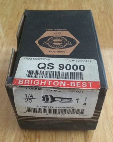 NEW 100 Brighton Best 011155 Black Alloy Socket Head Cap Screws 1/4-20 x 1 1/4