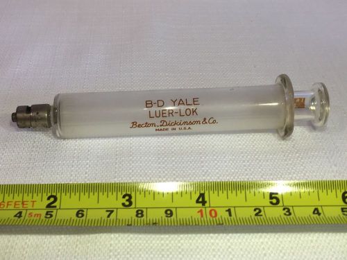 Vintage Luer-Lok Yale H5291 B&amp;D Multifit 10CC Glass Syringe Free Shipping USA