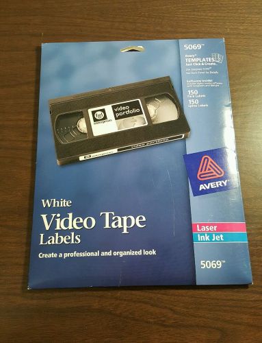 AVERY 5069 - WHITE VIDEO TAPE LABELS - 150 FACE LABELS - 150 SPINE LABELS