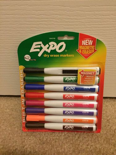 Expo Magnetic Dry Erase Markers with Eraser, Fine Tip, Assorted, 8-Pack