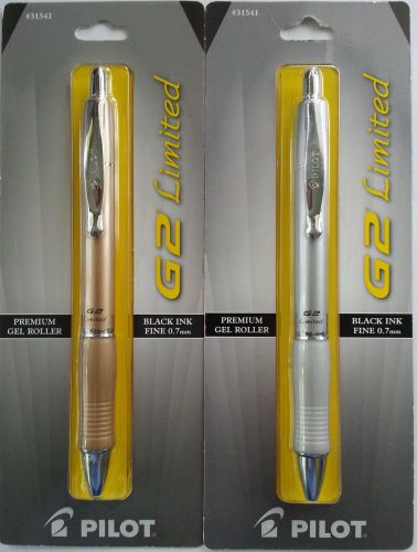 2 Pilot G2 Limited Premium Gel Roller Pens - black ink, 0.7mm fine point