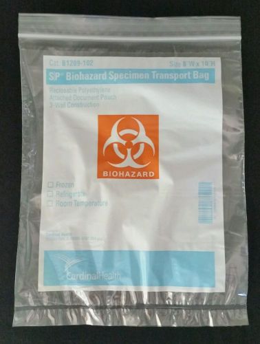 Biohazard Specimen Transport Bag 8x10 zip lock with Document Pouch, Box of 500