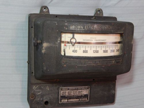 Vintage Brown Electric Pyrometer Gauge Steampunk Display 0-2400