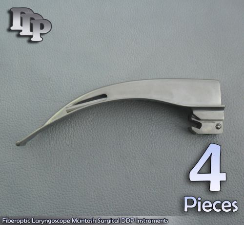 4 Pieces Of Fiberoptic Laryngoscope Mcintosh Blade # 3 Surgical DDP Instruments