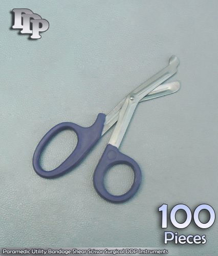 100 Paramedic Utility Bandage Shear Scissor 5.5&#034; Blue Handle Surgical Instrument