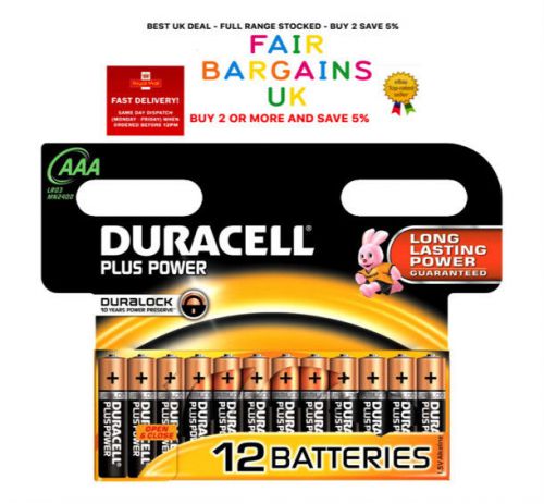 12 x Duracell AAA Plus Power Duralock Alkaline Batteries Expiry 2024 MN2400