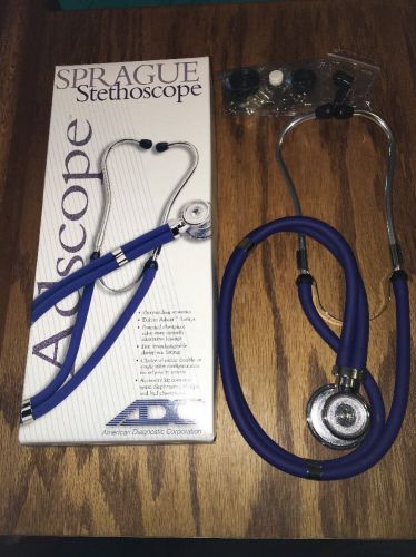 Adc adscope 641 sprague stethoscope 22&#034; royal blue adult/pediatric for sale
