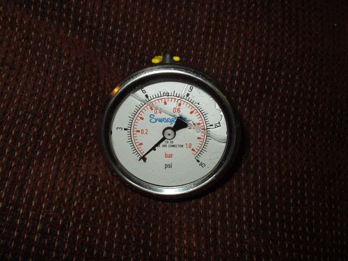 Swagelot liquid filled pressure gauge 316 ss tube and connection 0-15 psi for sale