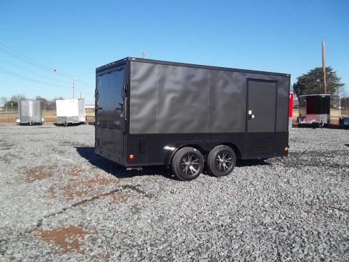 7x14 blackout enclosed cargo 7 x 14 finished grey and black motorcycle trailer