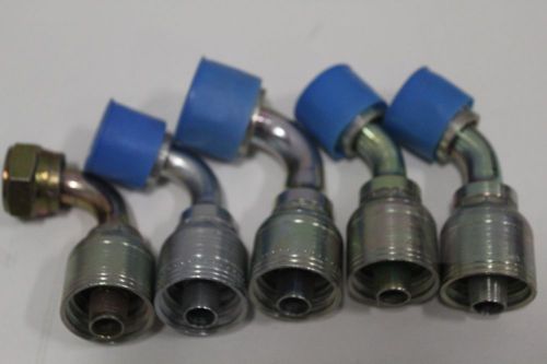 Set of (5) Eaton-8 TTC 1&#034; Hose Fitting Crimped 90° &amp; 45°w/ Alliance Plastics Cap