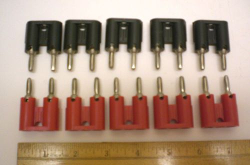 10 Double Banana Plugs  15 Amps, 5 Red, 5 Black  E.F.JOHNSON, Made in USA