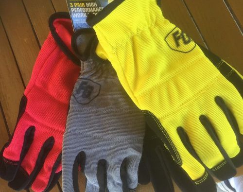 FIRM GRIP 3 PACK HIGH PERFORMANCE  WORK GLOVES -Large - New