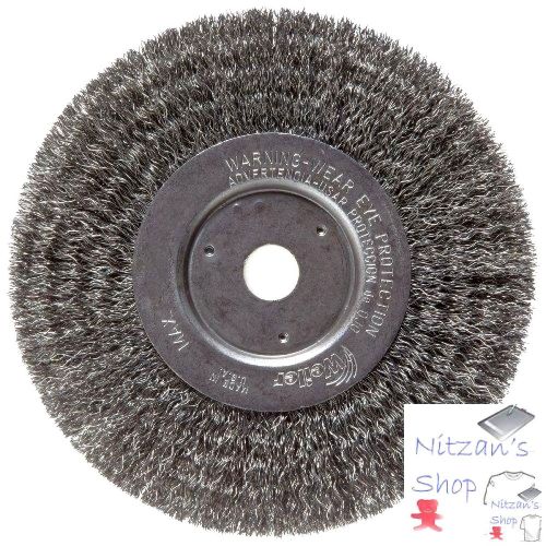 Weiler trulock narrow face wire wheel brush, round hole, steel, crimped wire, 6&#034; for sale
