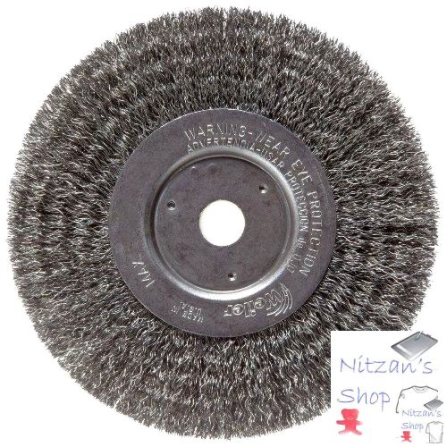 Weiler Trulock Narrow Face Wire Wheel Brush, Round Hole, Steel, Crimped Wire, 6&#034;