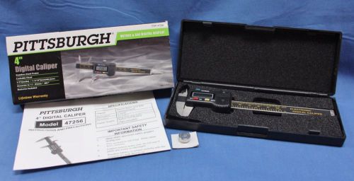 Pittsburgh 4 inch digital caliper metric &amp; sae display in box with instructions for sale