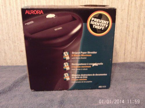 Aurora 6 Sheet Strip Cut Paper Shredder w/Basket