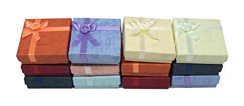 Novel Box® Cardboard Jewelry Earring Tree Gift Boxes With Rosebug Bows in Colors