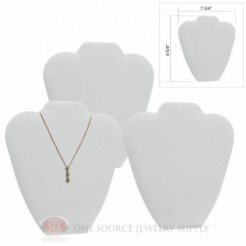 (3) 8 5/8&#034; White Leather Padded Pendant Necklace Display Easel Presentation