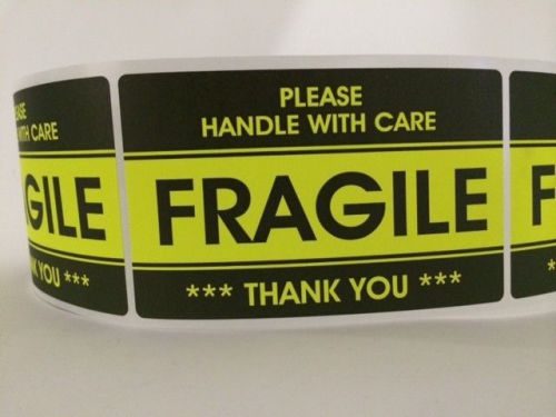500 3.2x5.2 FRAGILE Stickers Handle with CareThank You Stickers YELLOW FRAGILE