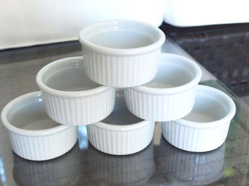 Set of 6 Tuxton BPX-0502 Duratux 5oz. Bright White Fluted Ramekin